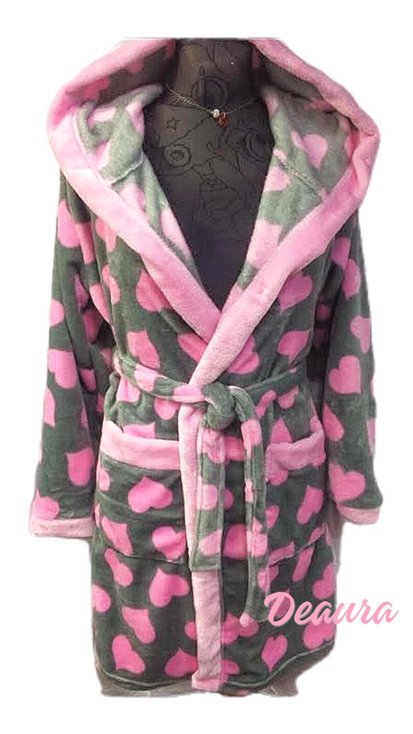 Női plüss kapucnis köntös- XL méret - Image 8