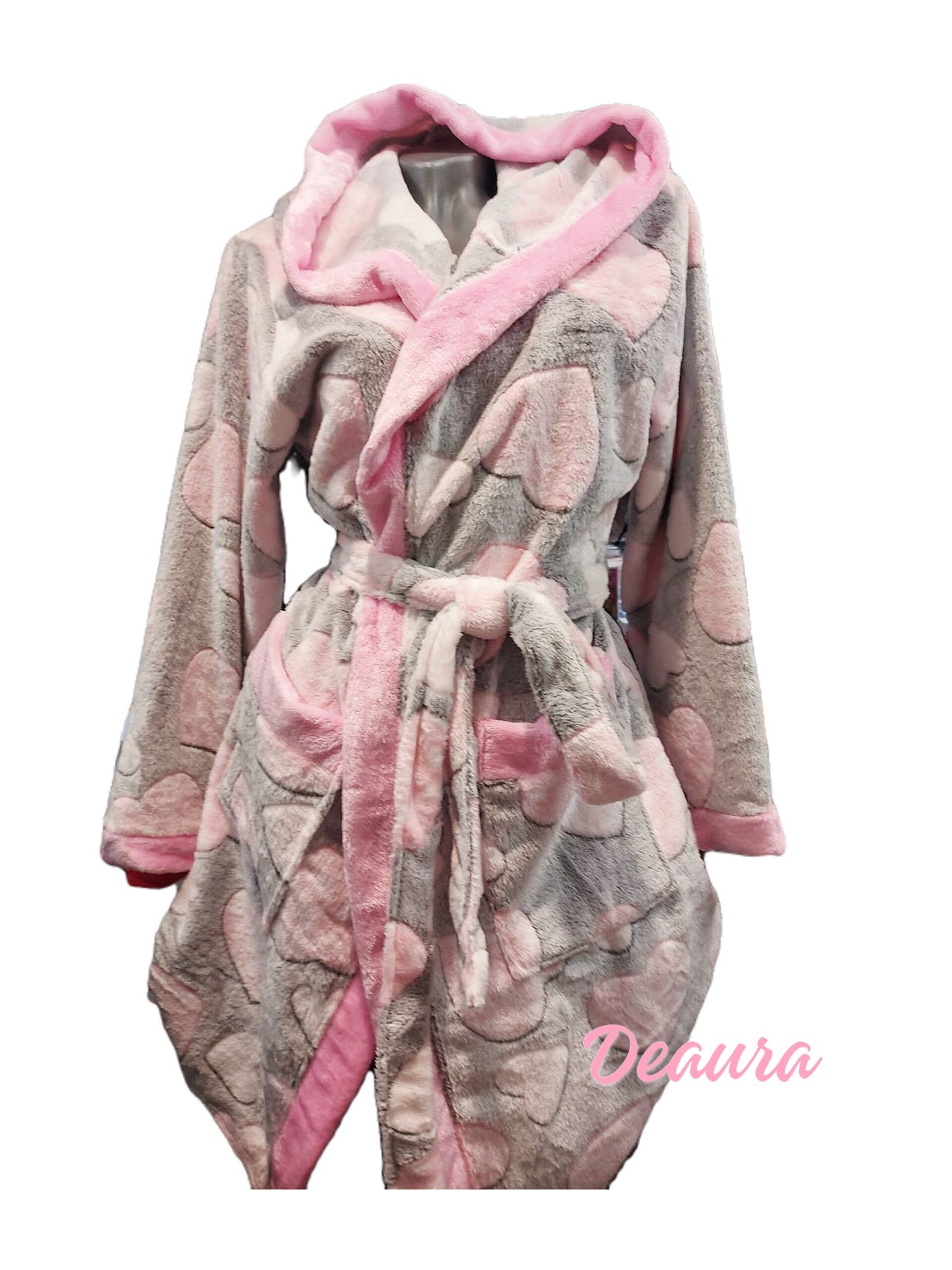 Női plüss kapucnis köntös- XL méret - Image 3