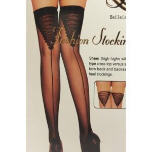 Női Beileisi Fekete Combfix - Hátul Csík Mintással