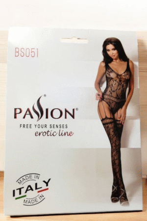 Passion BS051 Ujjatlan virág minta neccruha- S-L Fekete