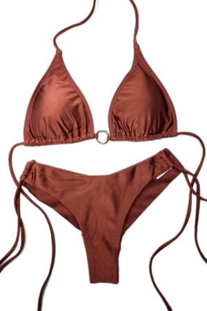 Női Fürdőruha kétrészes bikinikészlet-Bronzszínű