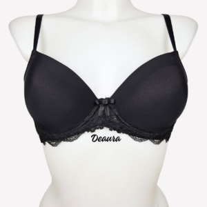 Csipkés C kosáros melltartó - Fekete