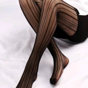 Fekete Csíkos Mintás Necc Harisnya