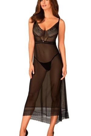 Obsessive Estiqua long chemise, Black