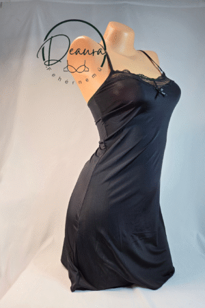 Fekete Lemila kombiné csipkével- hideg spandex