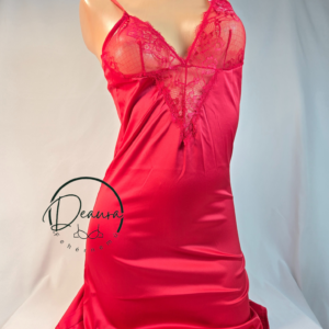 Tűzpiros Lemila kombiné csipkével- Szatén