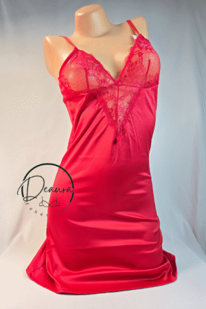 Tűzpiros Lemila kombiné csipkével- Szatén