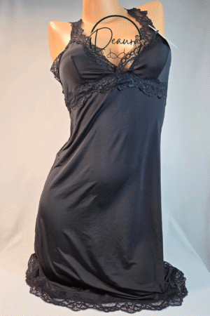 Fekete Lemila kombiné csipkével-Hideg spandex